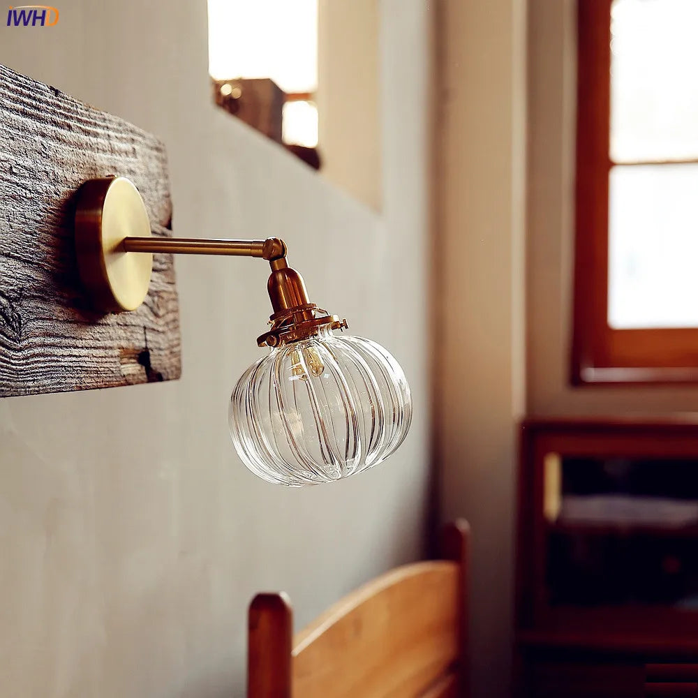 Afralia™ Copper Glass Ball Wall Lamp | Modern Nordic Japanese Style Stair Lighting