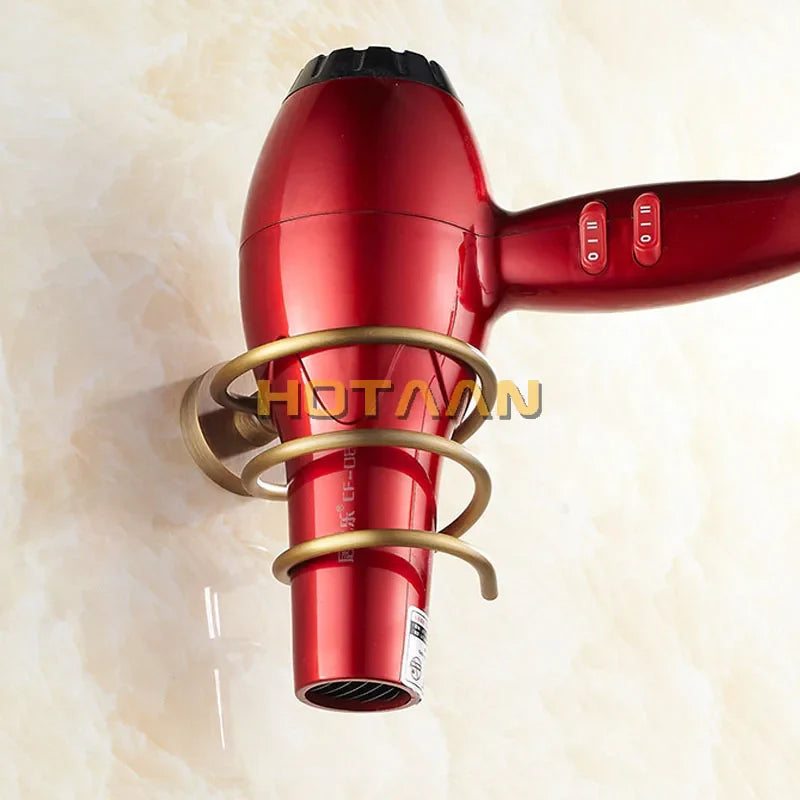 Afralia™ Brass Hair Dryer Holder Stand Rack Shelf - Solid & Anti-Rust