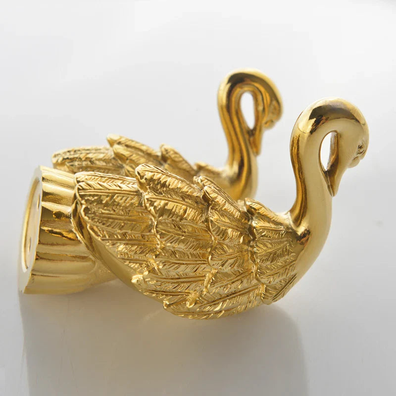 Afralia™ Swan Gold Brass Double Robe Hook for Bathroom and Towels