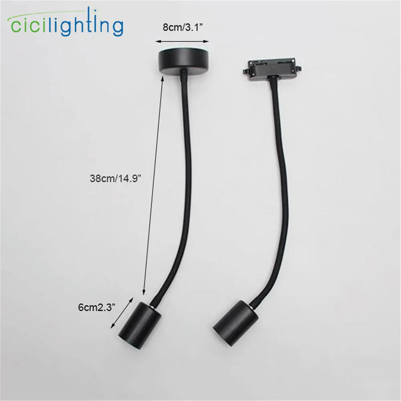 Afralia™ Gooseneck Ceiling Light: E27 Hose Industrial Track LED Spot Lamp, Adjustable, Black White