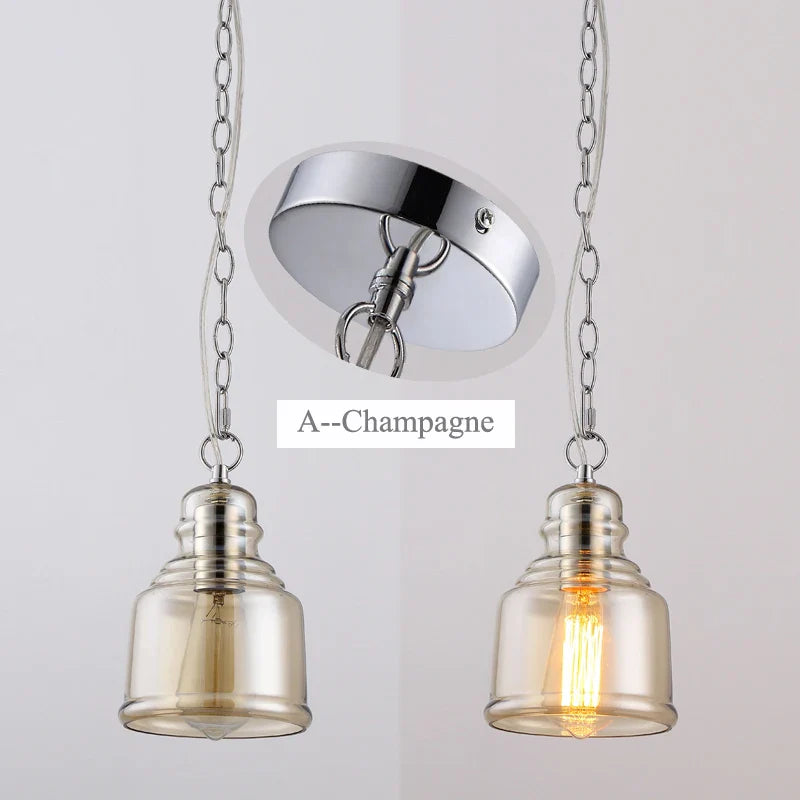 Afralia™ Loft Industrial Chain Pendant Lights Vintage Edison Dinning Room Lamps Glass Shades
