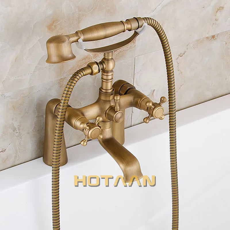 Afralia™ Antique Brass Hand Held Shower Head Kit for Bathroom Bath Tub Faucet