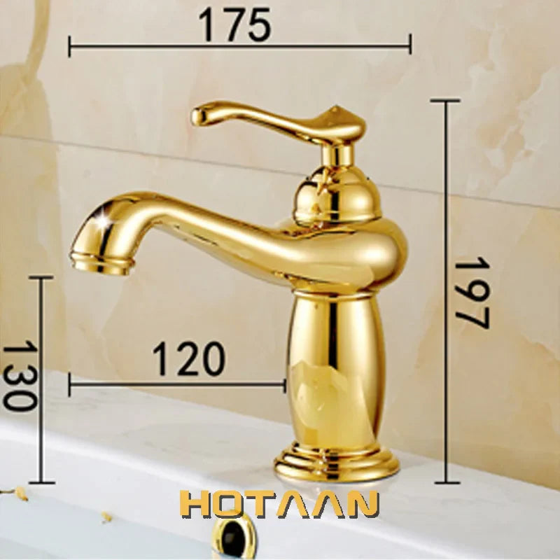 Afralia™ Gold Brass Bathroom Basin Faucet with Ceramic Mixer Tap