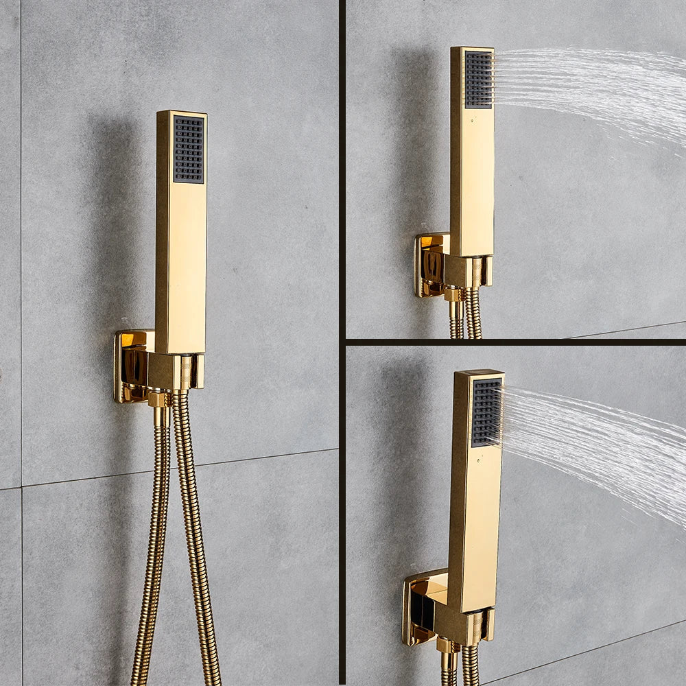 Afralia™ Gold Rain Shower Bath Faucet Wall Mounted Shower Set