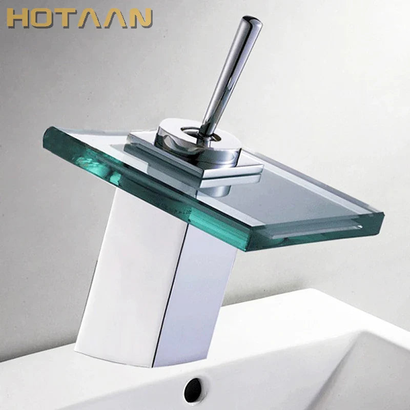 Afralia™ Copper Chrome Waterfall Bathroom Faucet Mixer for Basin Hot and Cold Water
