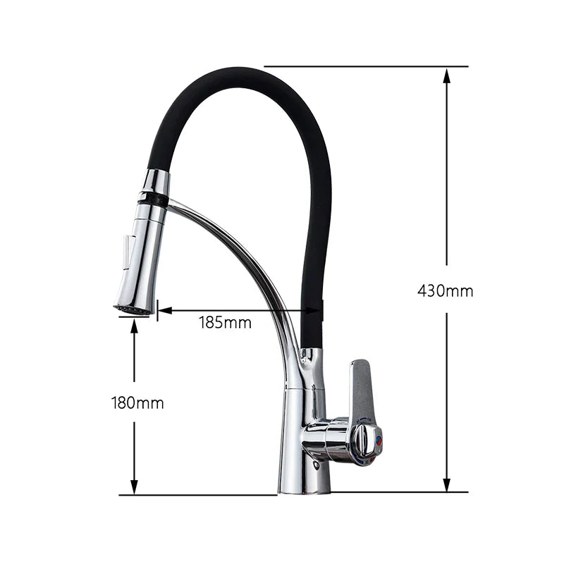 Afralia™ Chrome Kitchen Sink Faucet Swivel Pull Down Mixer Tap for Hot and Cold Water