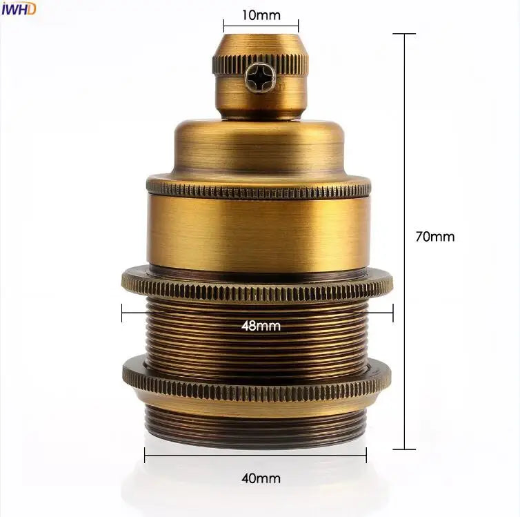 Afralia™ Yellow Vintage E27 Aluminum Lamp Holder for LED Light Bulbs