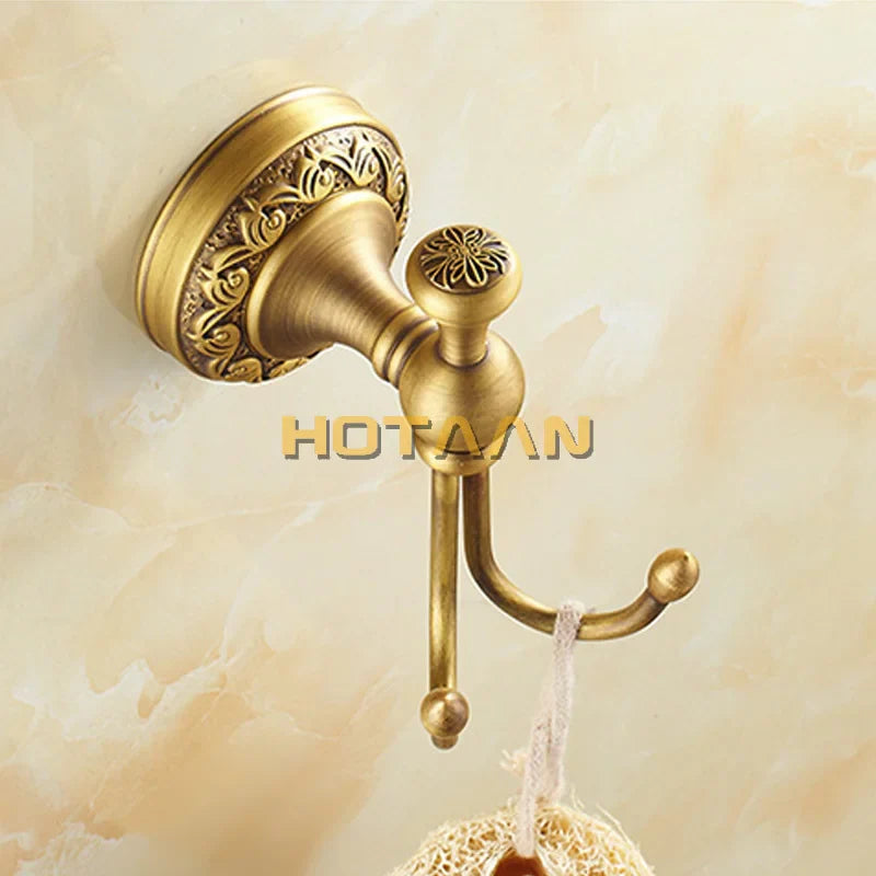 Afralia™ Brass Robe Hook, Antique Finish, Bathroom Clothes Hook