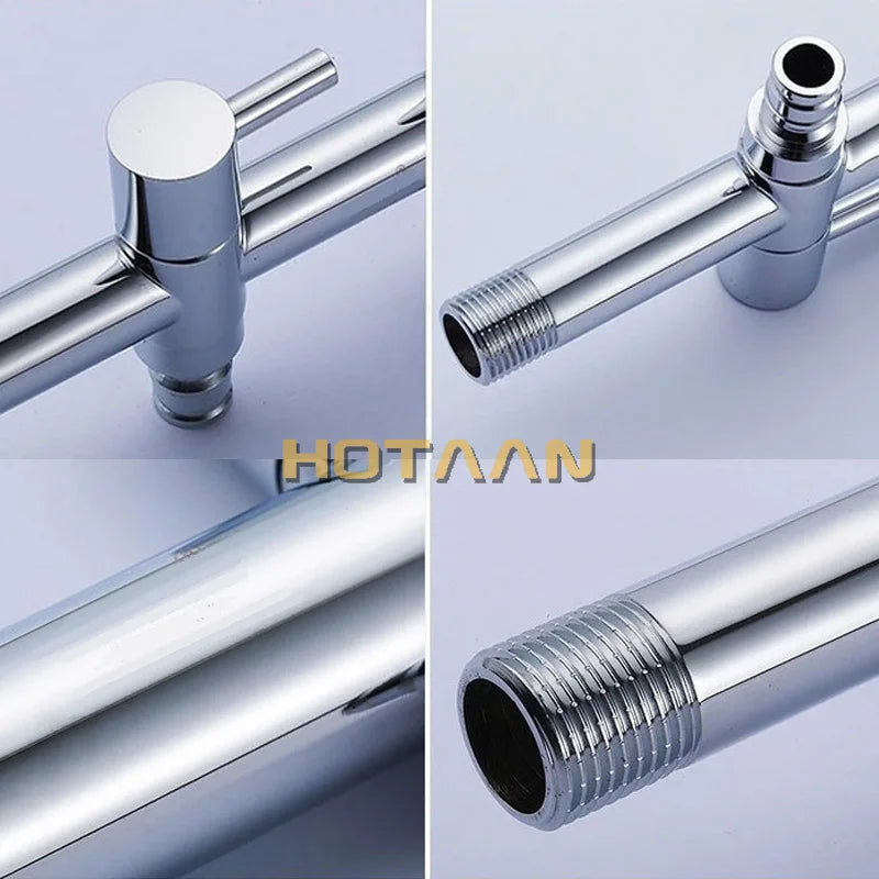 Afralia™ Brass Dual Hole Garden Faucet Bib-cock for Washing Machine, Toilet, and Garden