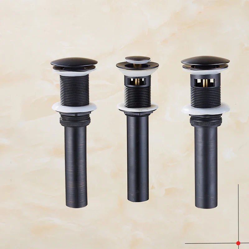 Afralia™ Brass Black Pop Up Drain Stopper with Overflow for Vessel Sink