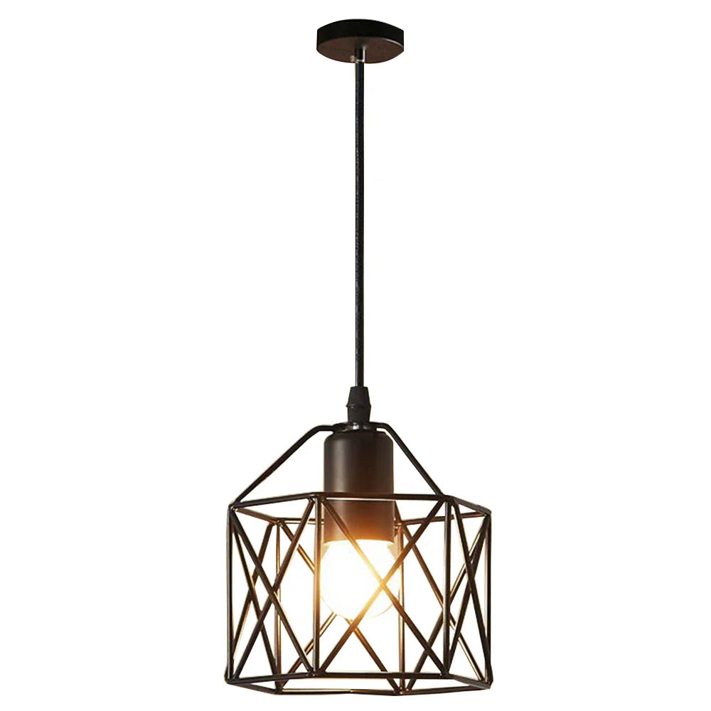 Afralia™ Black Metal Chandelier with E27 Edison Bulb Socket for Kitchen, Restaurant, Cafe