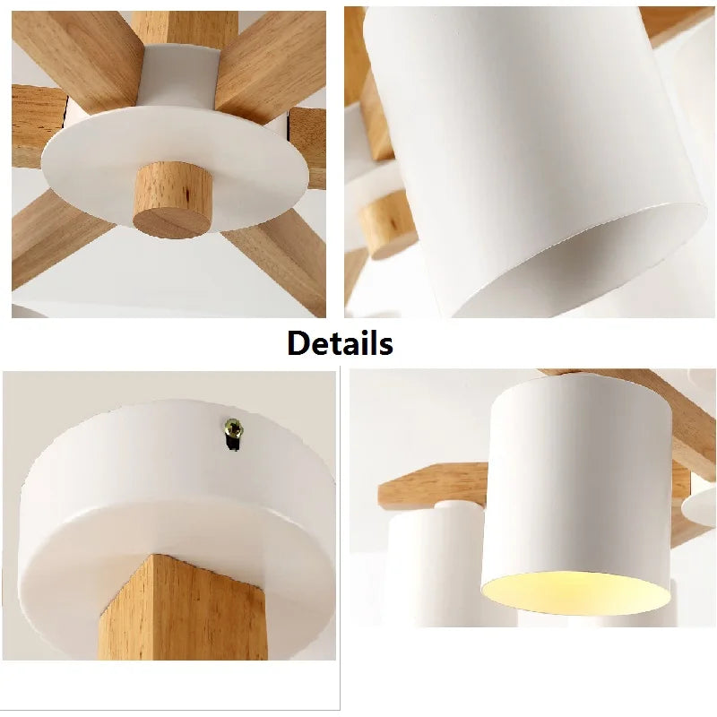 Afralia™ Nordic Wood LED Ceiling Chandelier E27 Creative Lighting Fixtures