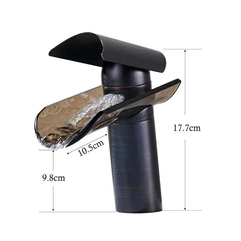 Afralia™ Glass Waterfall Basin Faucet, Deck-Mounted Single Handle Bathroom Mixer Tap