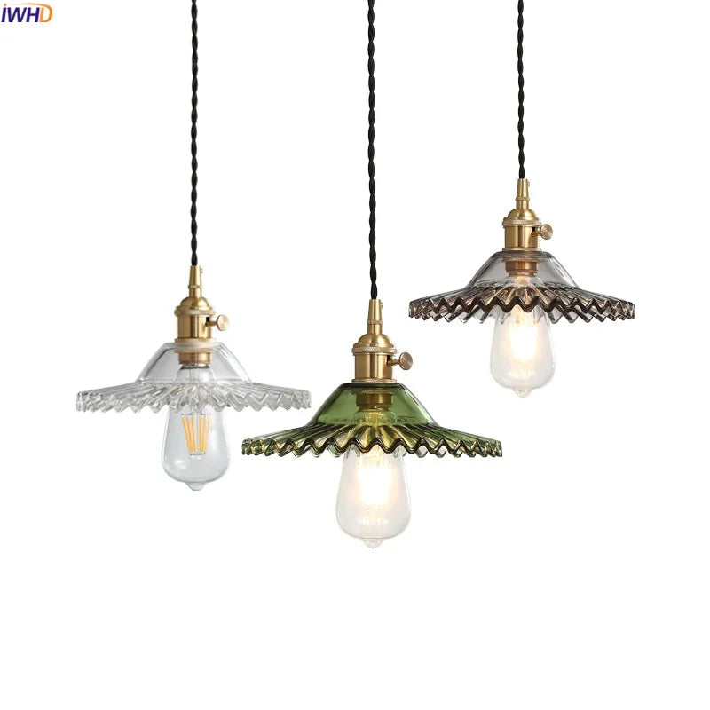 Nordic Copper Glass LED Pendant Light by Afralia™ - Vintage Lamp for Bar Dinning Room
