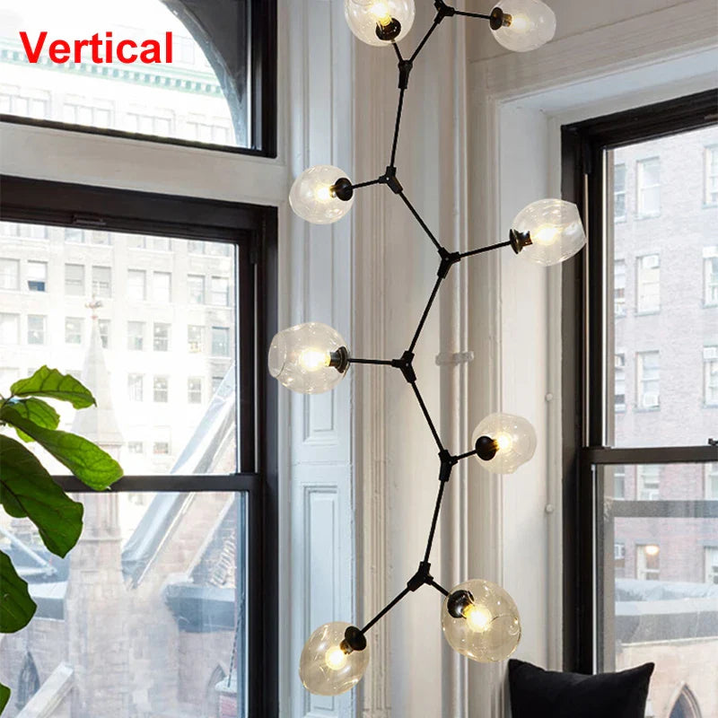 Afralia™ Industrial Globe Glass Chandelier, Modern Minimalist Design, E27 Lamps