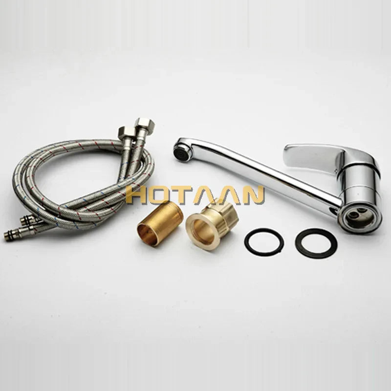 Afralia™ Modern Kitchen Sink Faucet Mixer | Cold Hot Water Tap | 360° Rotate Chrome