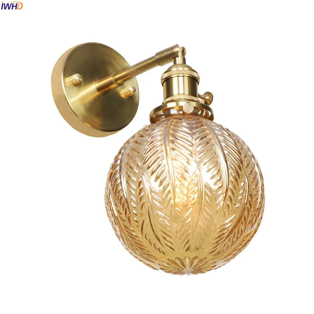 Afralia™ Nordic Copper Glass Ball Wall Lamp for Bedroom Bathroom Stair Sconce
