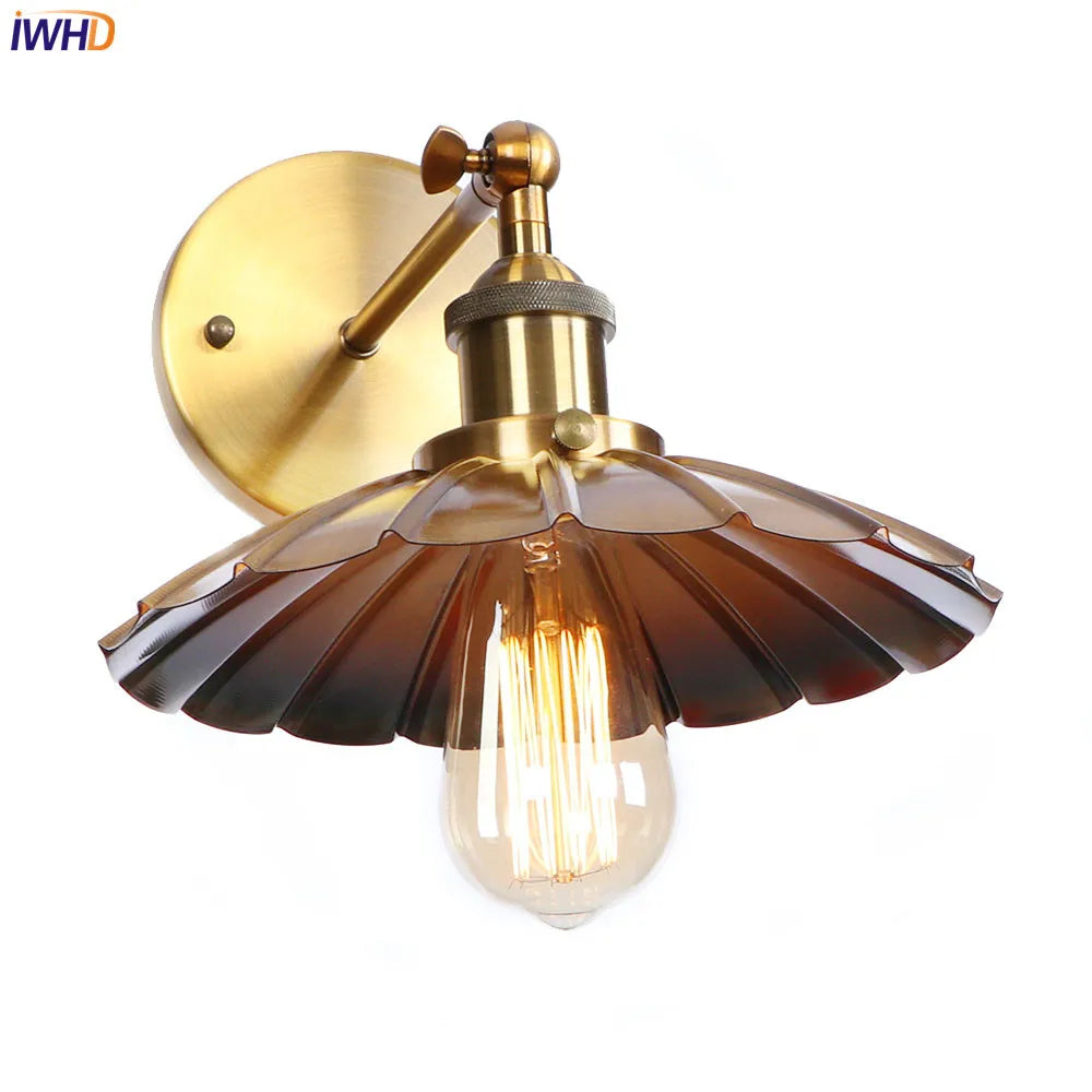 Afralia™ Iron Golden Antique LED Wall Light Retro Industrial Vintage Wandlamp