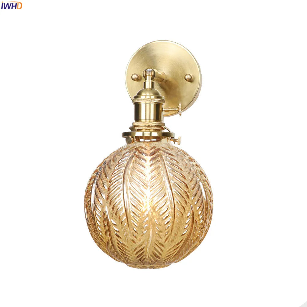 Afralia™ Nordic Copper Glass Ball Wall Lamp for Bedroom Bathroom Stair Sconce