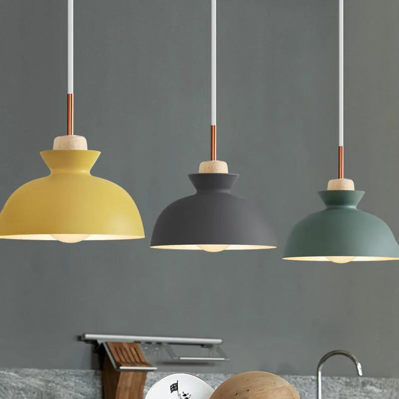 Afralia™ Modern Wood Pendant Lights with Aluminum Shade for Dining Room