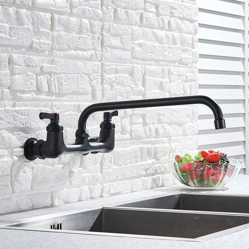 Afralia™ Brass Dual Handle Kitchen Faucet 360 Swivel Hot Cold Water Tap
