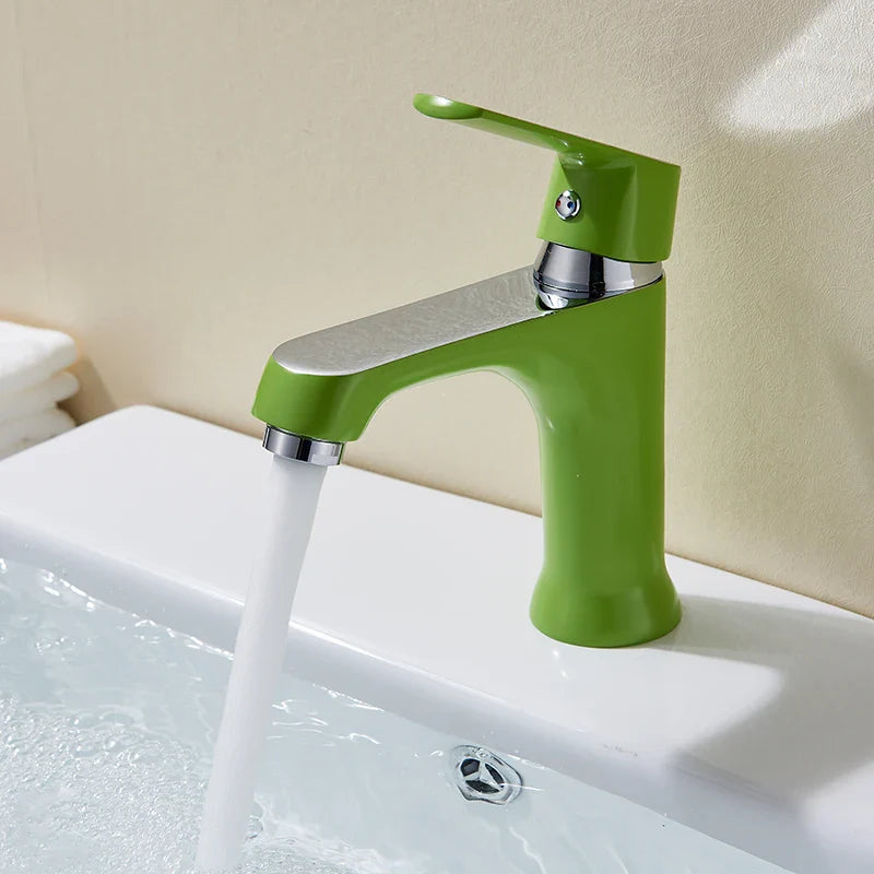 Afralia™ Basin Brass Faucet Multi-color Bath Mixer, Cold Hot Water Taps, Innovative Fashion Style