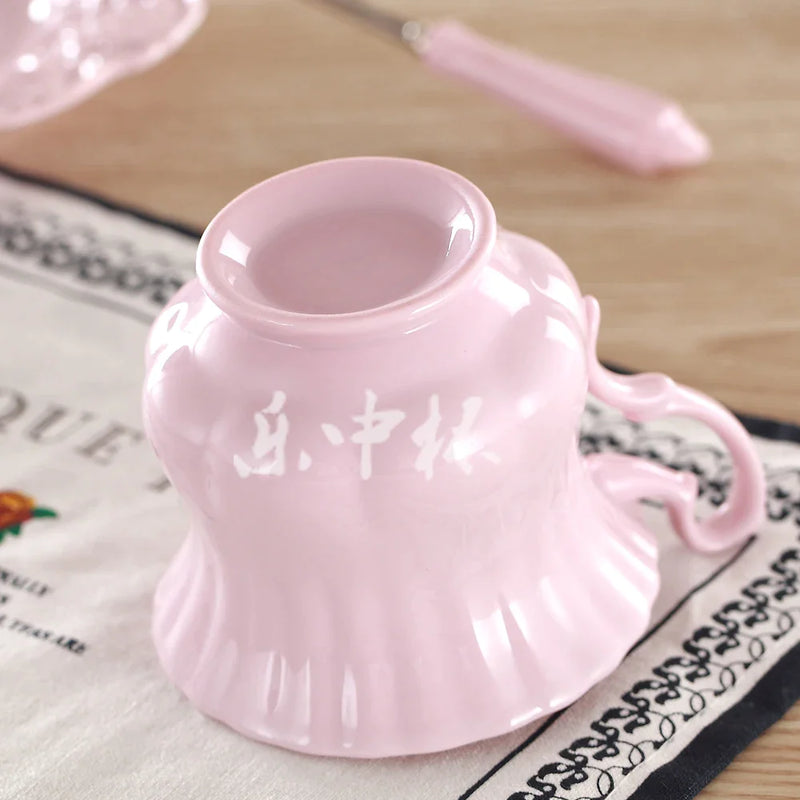 Afralia™ Pink Princess Teacup Set 180ml Porcelain Drinkware Elegant European Style