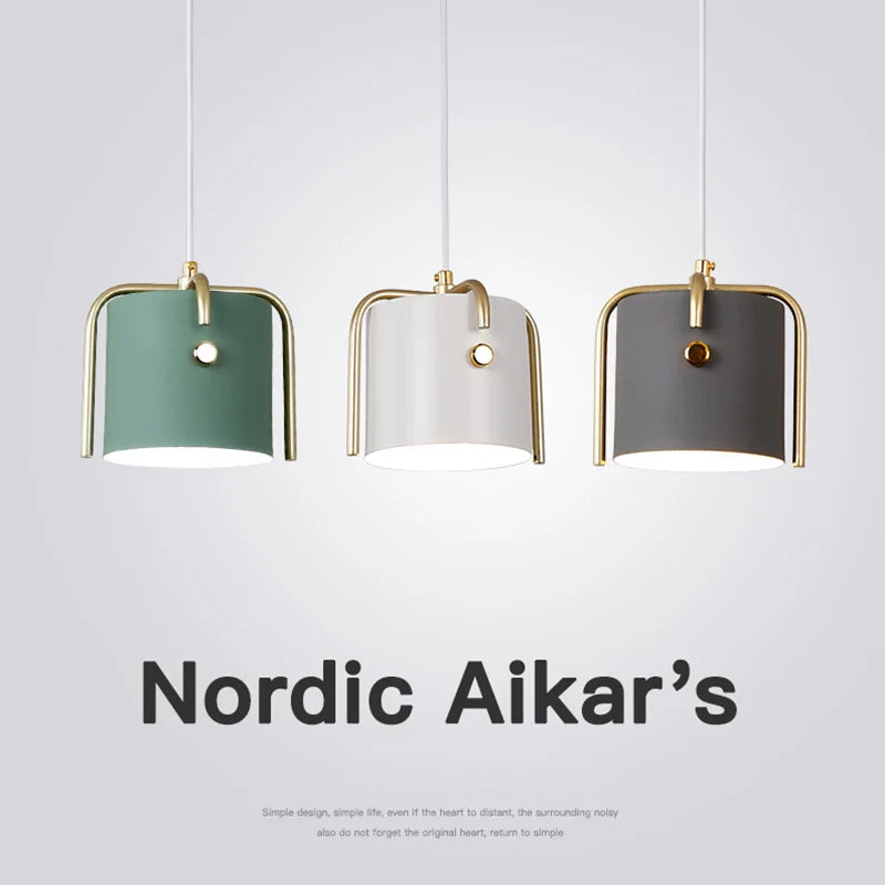 Nordic Wood Pendant Lights by Afralia™ - LED Hang Lamp with Colorful Aluminum Fixture