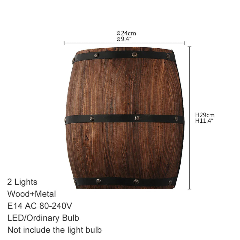 Afralia™ Wine Barrel Wall Light LED E14 for Bedroom Kitchen Bar Shop