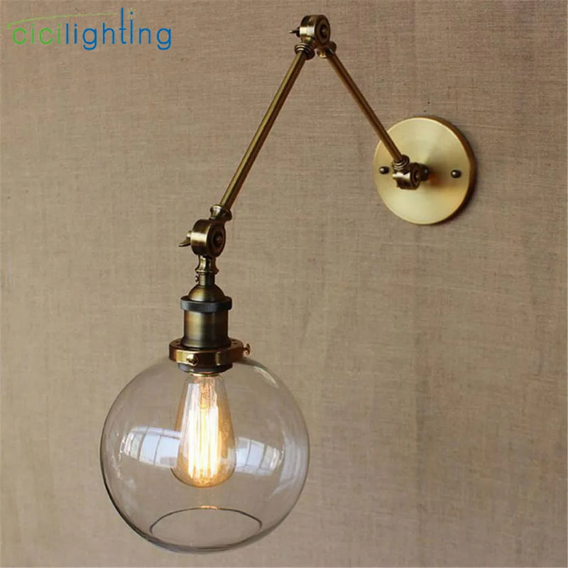 Afralia™ Globe Glass Swing Arm Wall Lights - Elegant Home Lighting Sconce Fixture