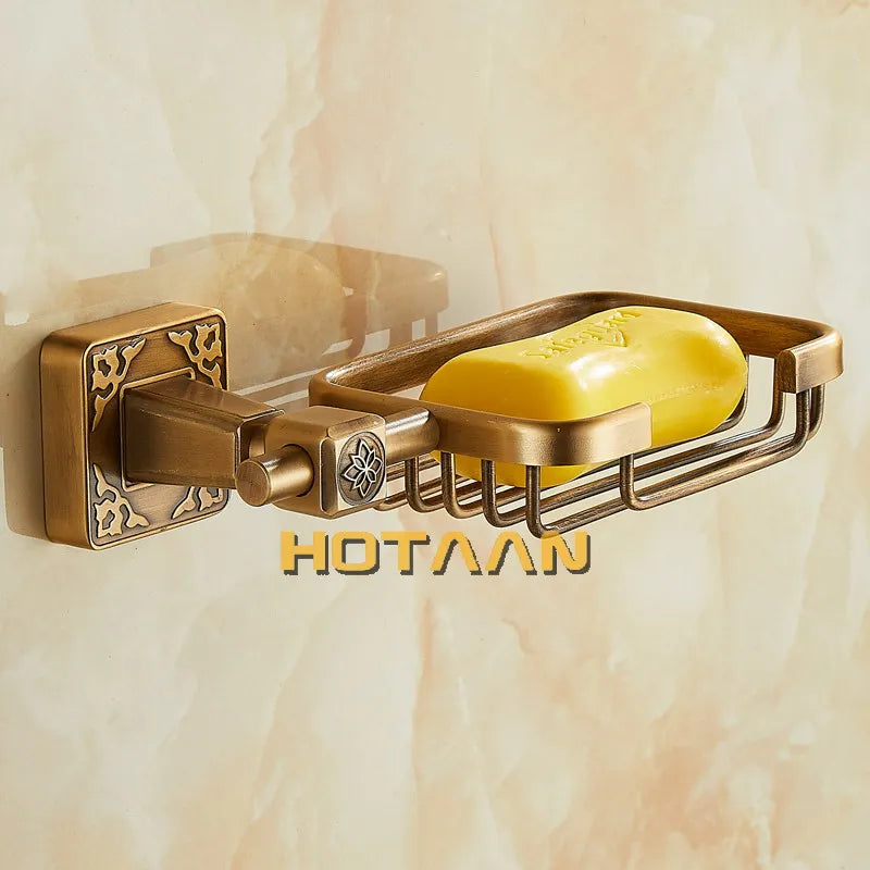 Afralia™ Antique Brass Bathroom Soap Basket Wall Mounted Soap Dish Holder