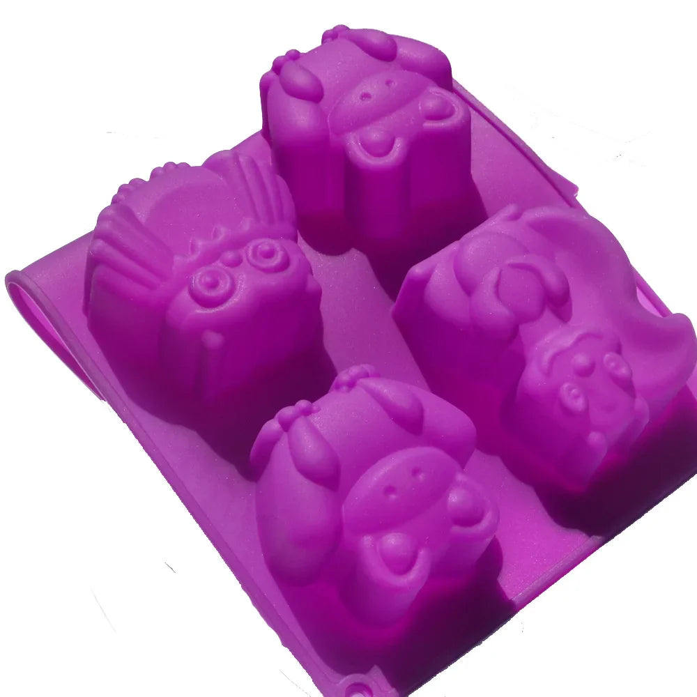 Afralia™ Cartoon Animal Silicone Cake Mould - Creative DIY Owl Squirrel Model Bakeware