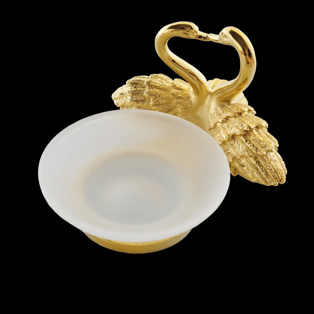 Afralia™ Swan Gold Bathroom Hardware Set with Towel Bar, Robe Hanger, and Toilet Brush