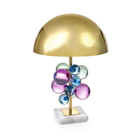 Afralia™ Crystal Bubble LED Desk Lamp - Art Deco Style, Clear Colorized, Marble Base