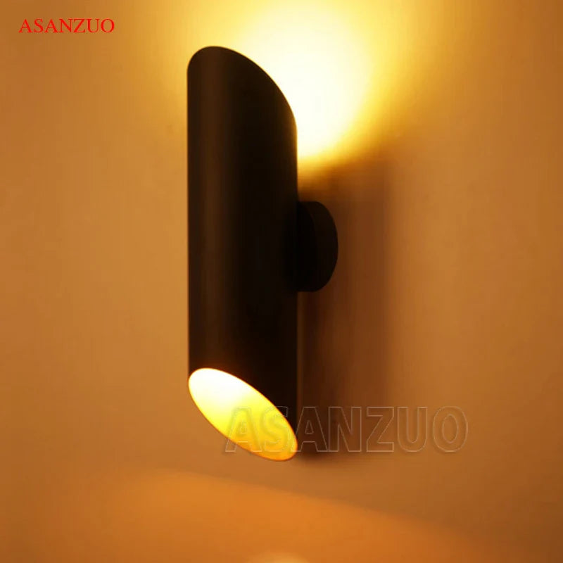 Afralia™ Black Aluminum Tube Wall Lamp for Study Bedroom Corridor Aisle Sconce