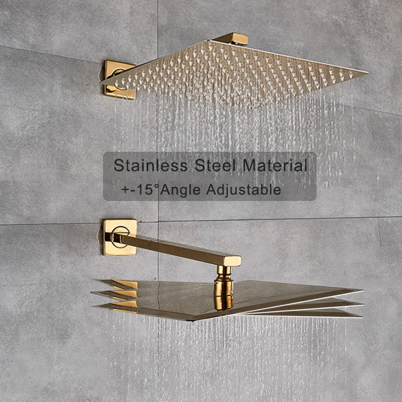 Afralia™ Stainless Steel Wall Mount Shower Faucet Set with Rainfall Shower Head