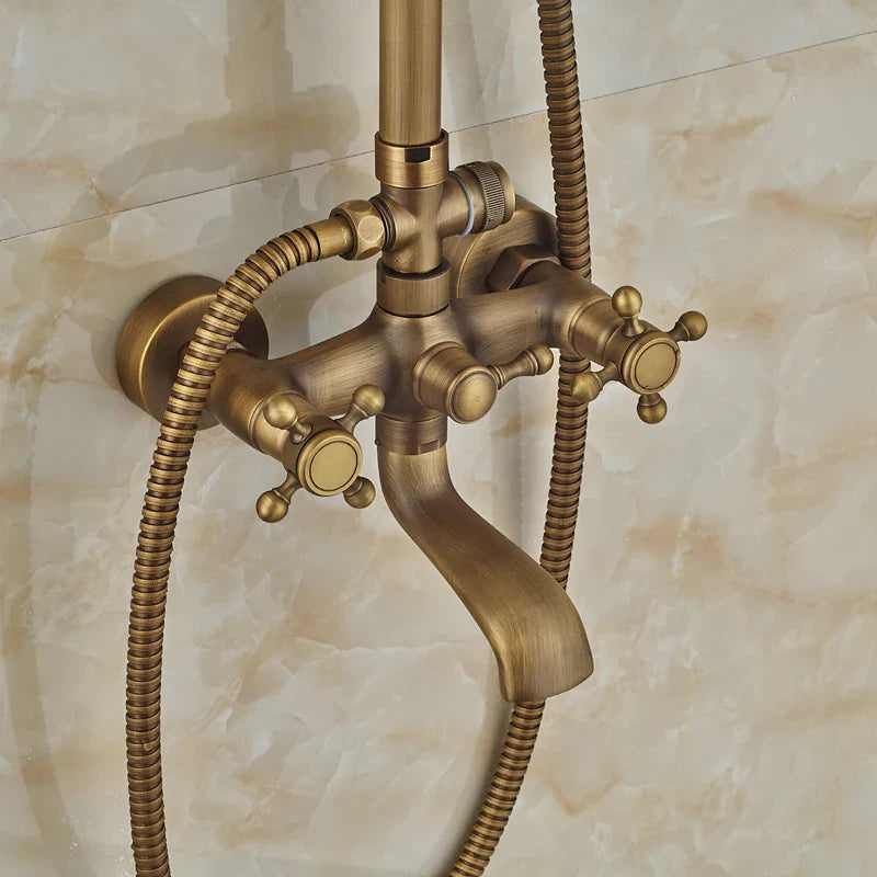 Afralia™ Luxury Rainfall Shower Mixer: 8" Brass Head, Tub Mixer Tap with Handshower