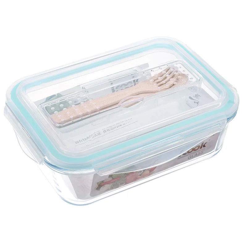 Afralia™ Kids Lunch Box: Korean Style Glass Bento with Compartments, Microwave Safe, Food Storage