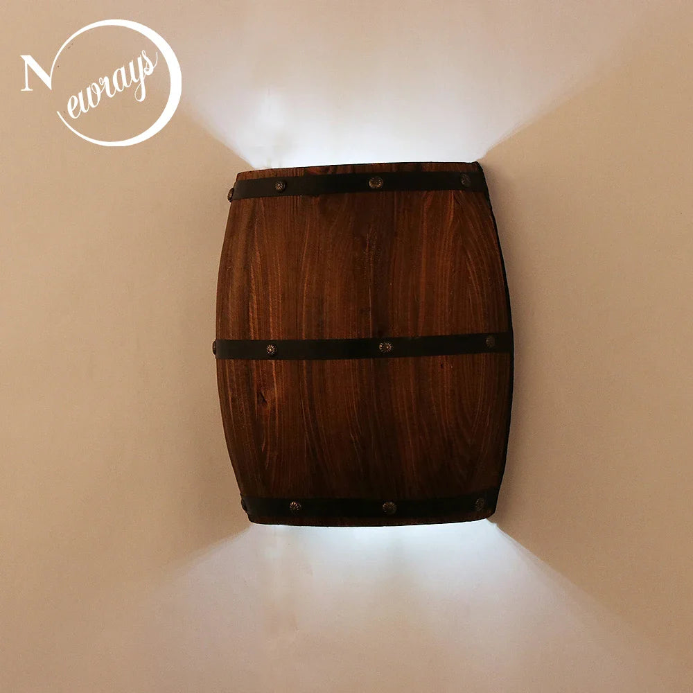 Afralia™ Wine Barrel Wall Light LED E14 for Bedroom Kitchen Bar Shop