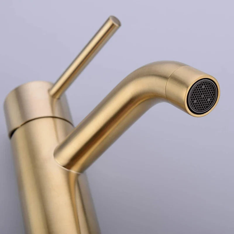 Afralia™ Golden Brass Basin Faucet Deck Mounted Vessel Sink Mixer Tap Hot Cold