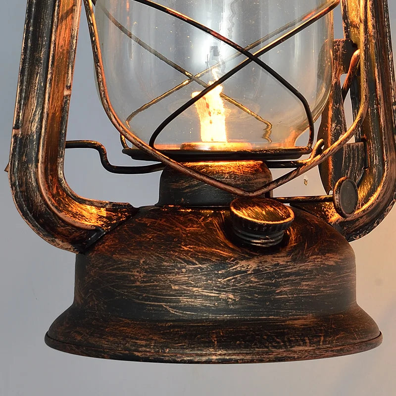 Afralia™ Retro Barn Lantern Kerosene Wall Lamp with Wrought Iron Glass Shade