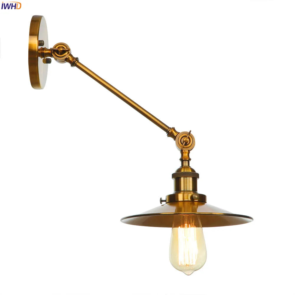Afralia™ Gold Swing Arm Wall Lamp Sconce Vintage Industrial Retro Loft Wall Light