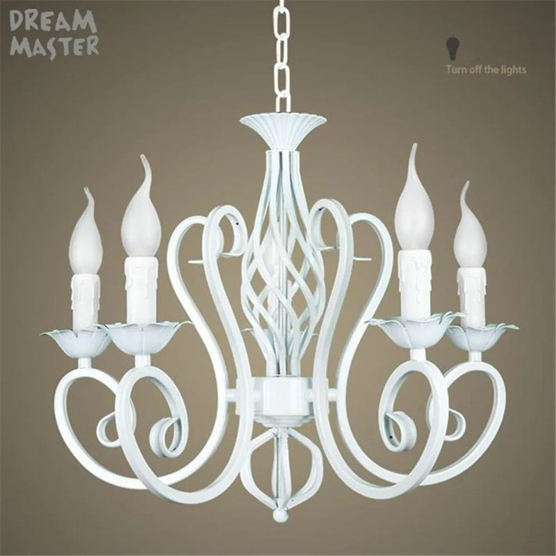 Afralia™ White Nordic Chandelier Wrought Iron Lustre Lamp for Living Room Bedroom Lighting