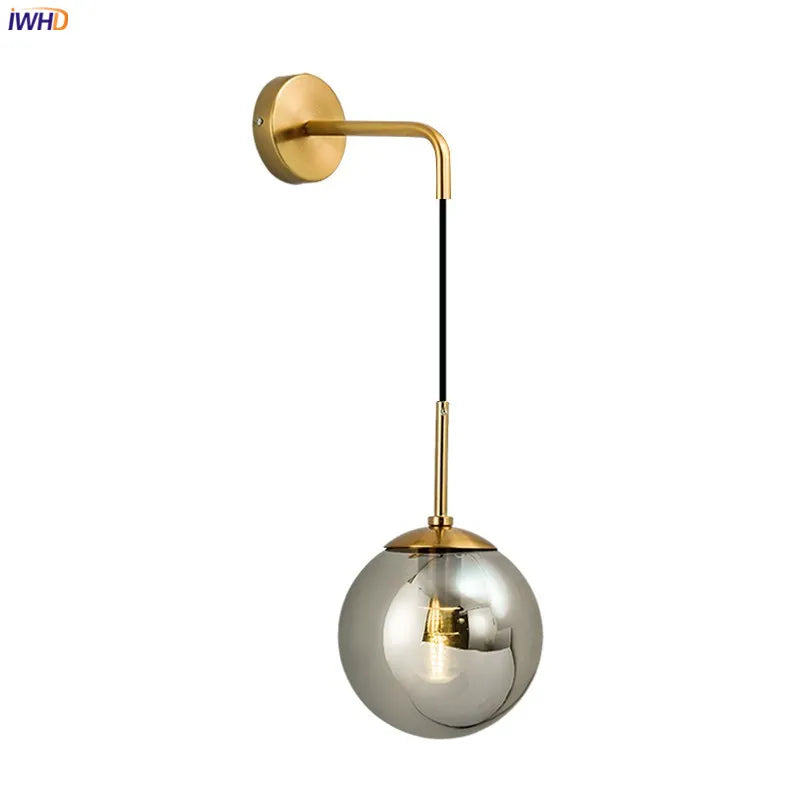 Afralia™ Nordic LED Glass Ball Wall Lamp for Bedroom Living Room Bathroom