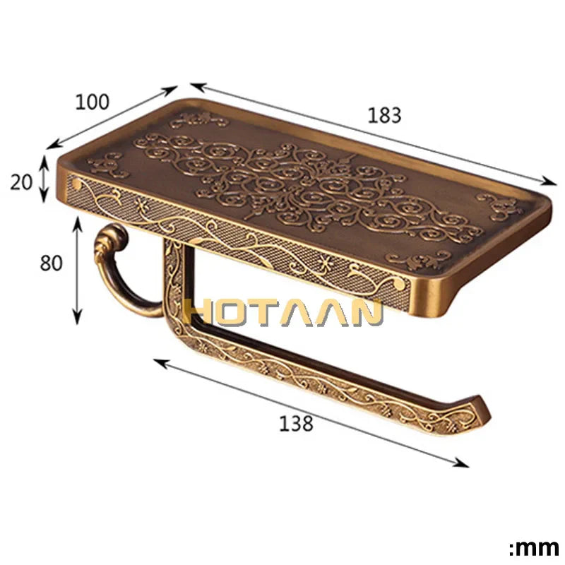 Afralia™ Brass Toilet Paper Holder Bathroom Storage Rack Accessory