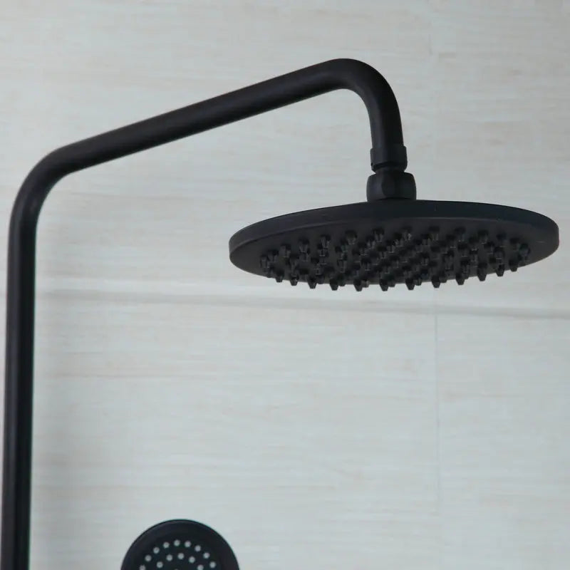 Afralia™ Matte Black Dual Handle Shower Set with 8 Inch Rainfall Shower Head