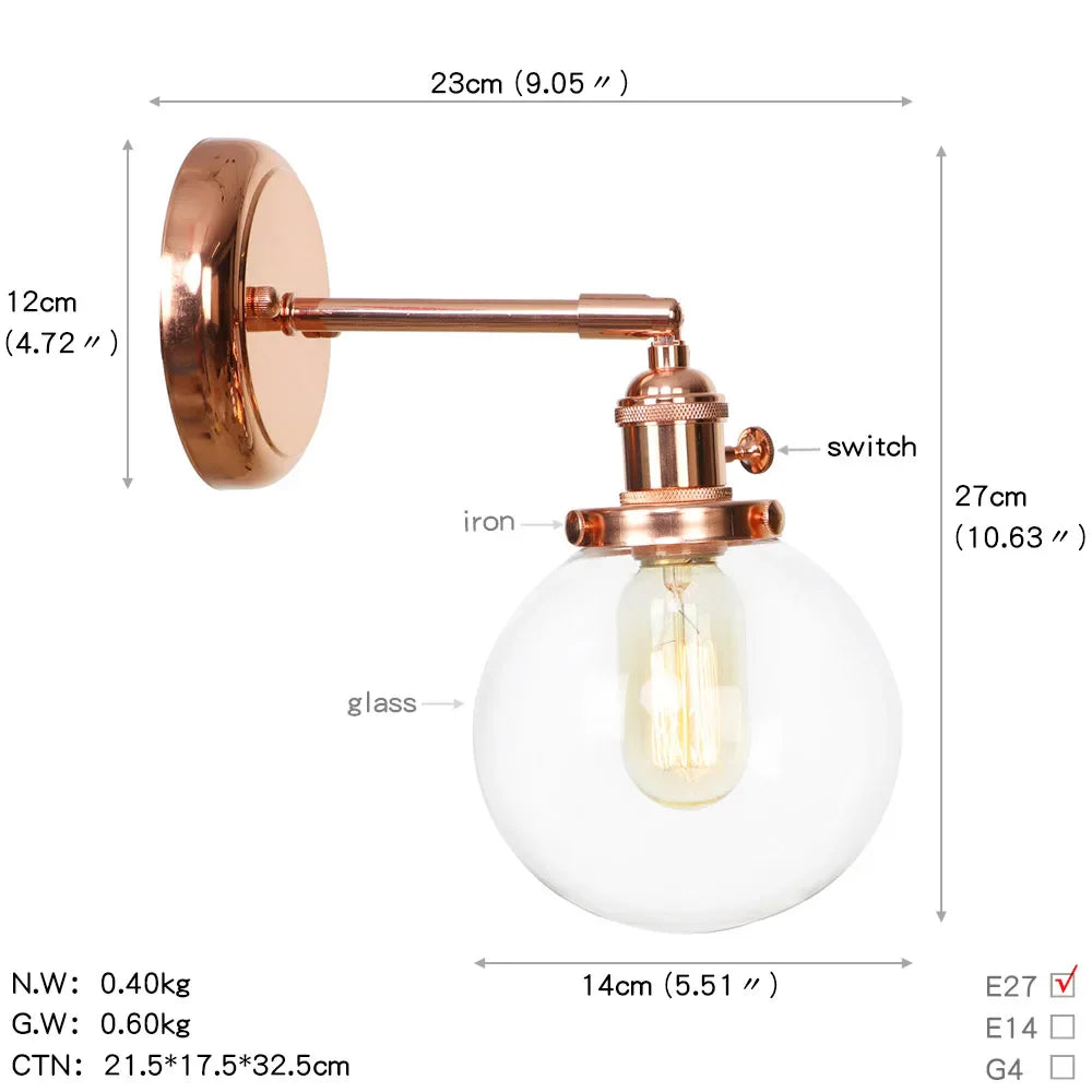 Afralia™ Nordic Rose Gold Wall Lamp LED Sconce for Bedroom Bathroom Mirror