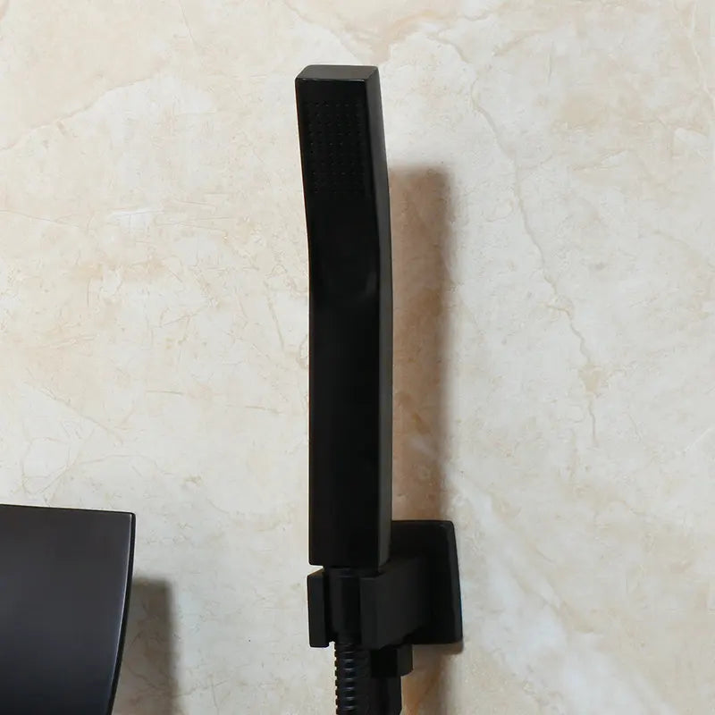 Afralia™ Matte Black Waterfall Shower Faucet Set with Hand Shower