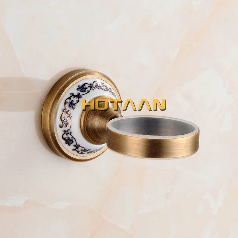 Afralia™ Brass Soap Holder with Ceramic Dish, Bathroom Soap Basket