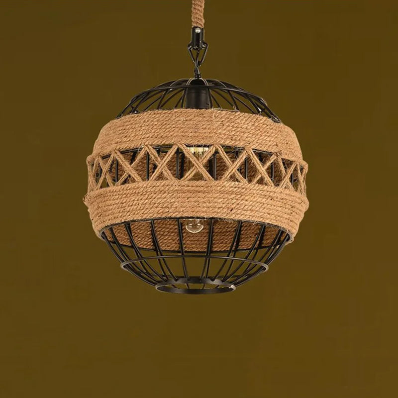 Afralia™ Rural Retro Hemp Rope Chandelier for Dining Room and Cafe